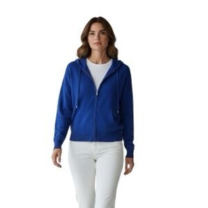 Cabi Electric Blue Cotton Blend Zip Up Hoodie Size Medium